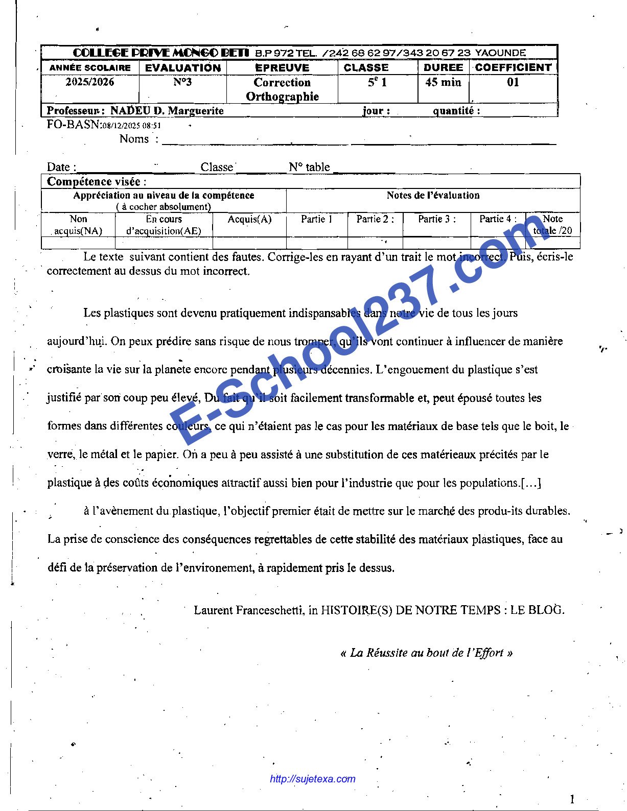 5ème Eval 3 Correction ortho 2025-2026-1.
